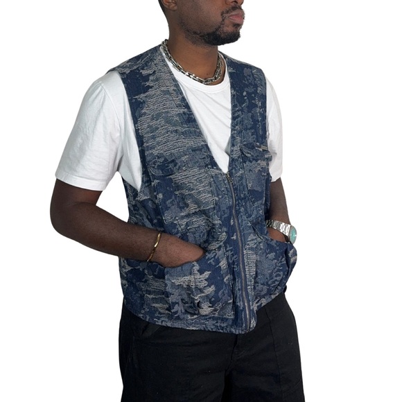 Men's Blue Denim Vest - Picture 2 of 3